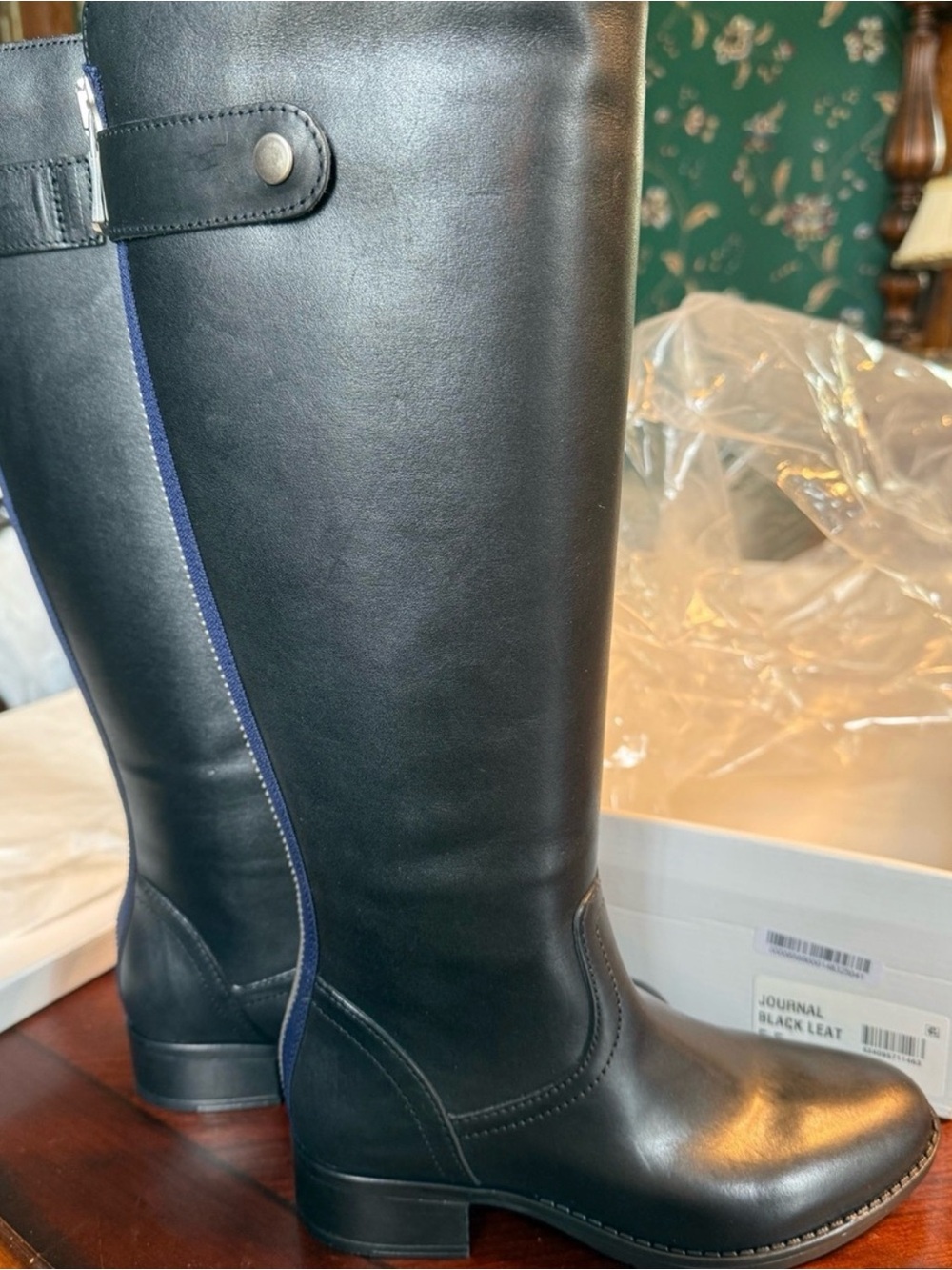RARE Steve Madden Journal Black Riding Boots Red Back Zip Discontinued NWT, NIB! - Picture 7 of 9